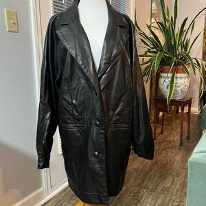 UO Faux Leather oversized blazer jacket.